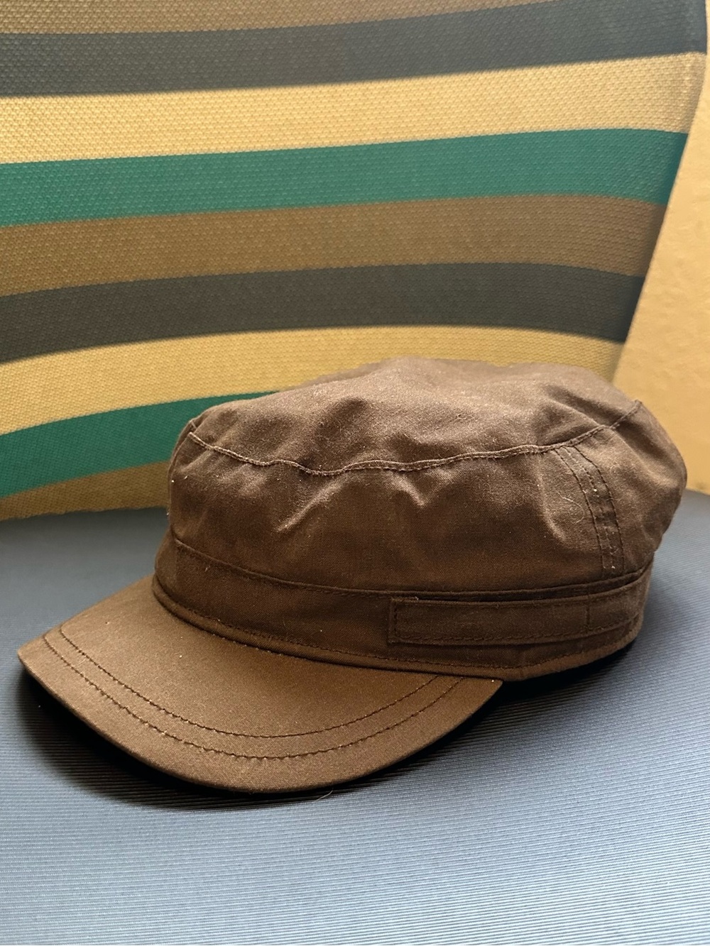 Woolrich Brown Waxed Cotton Sherpa/Fleece-Lined Outdoor Cap L